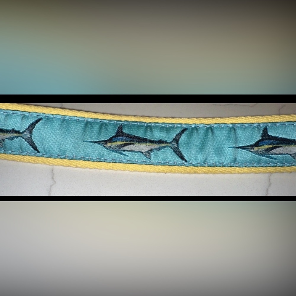 Preston Boys Size 36 Leather Marlin Belt Fish Made New England USA Beach Preppy - Picture 9 of 10